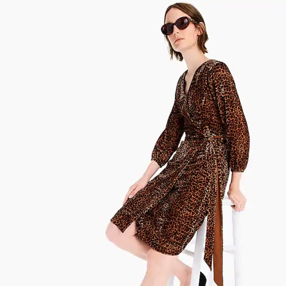 🌺Wrap Dress in drapey velvet Blush Leopard🌺 - Picture 2 of 6